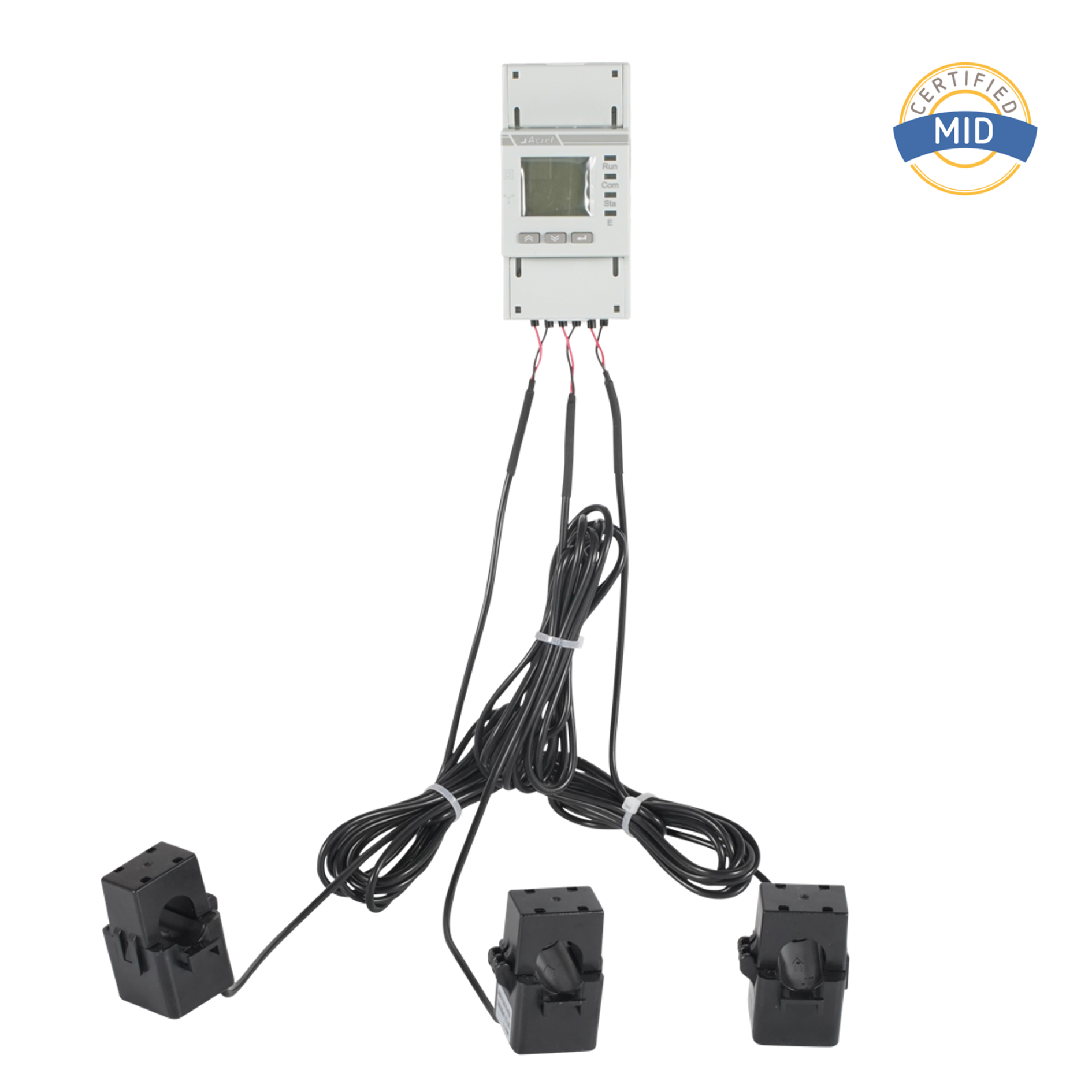 MID সার্টিফাইড এসি থ্রি ফেজ এনার্জি মিটার স্প্লিট কোর সিটি দিয়ে সজ্জিত