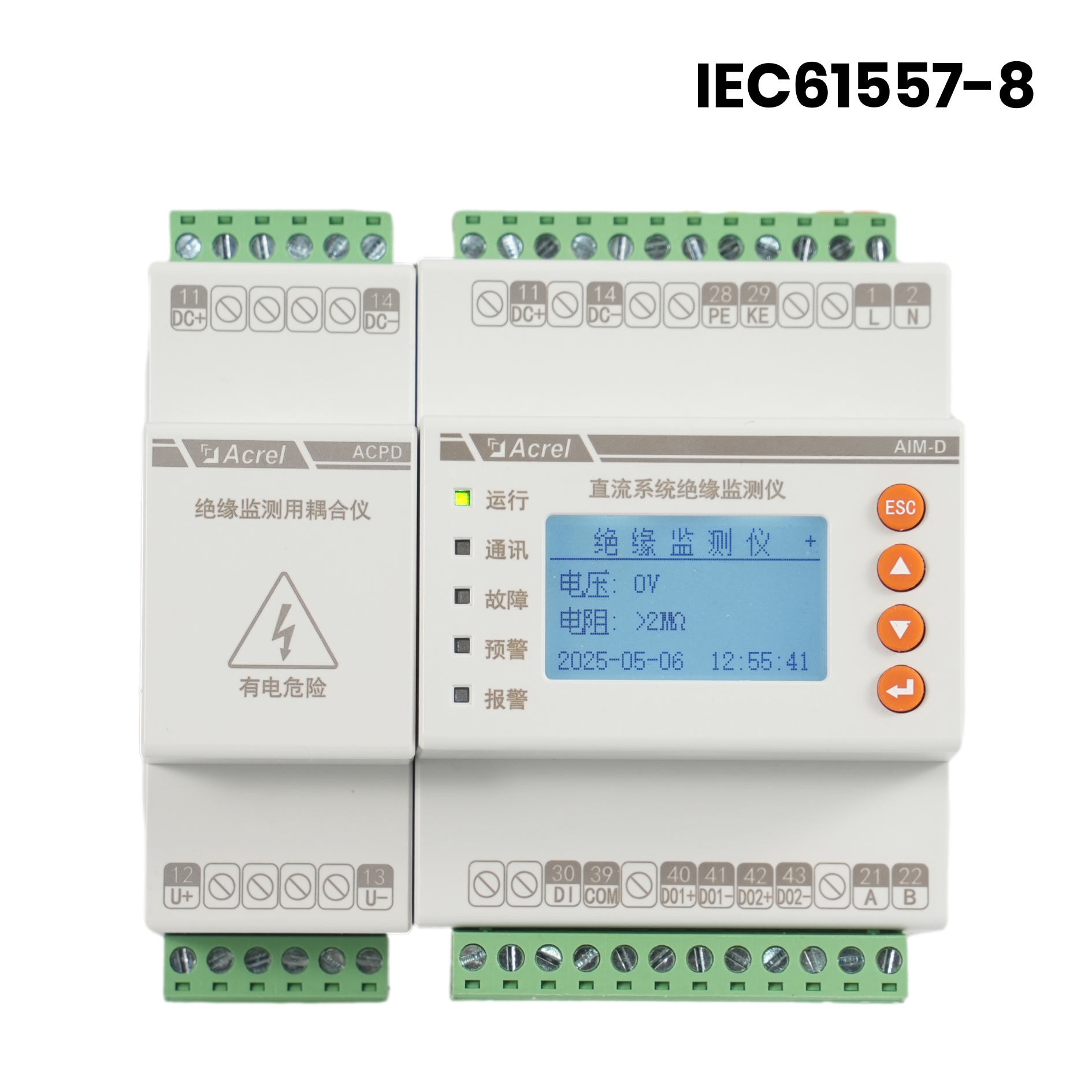 IEC61557-8 সহ AIM-D500-CA DC Din Rail Insulation Monitoring Device IMD
